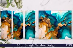 Alcohol Ink Tumbler Wrap | 20 oz Tumbler | Green and Golden Product Image 1