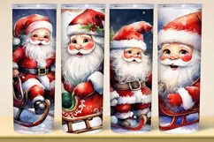 Christmas Santa Claus Watercolor 2 Tumbler Wrap PNG Files Product Image 1