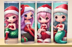 Christmas Mermaid Tumbler Wrap PNG Files Product Image 1