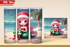 Christmas Mermaid Tumbler Wrap PNG Files Product Image 2