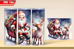 Christmas Santa Claus Watercolor 2 Tumbler Wrap PNG Files Product Image 2