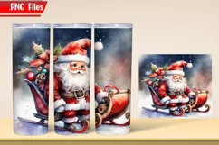 Christmas Santa Claus Watercolor 2 Tumbler Wrap PNG Files Product Image 4