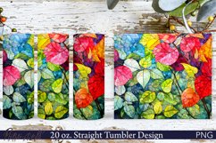Floral Tumbler Wrap | Watercolor Leaves | Colorful Product Image 1