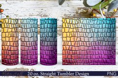 Leather Tumbler Wrap | Colorful Crocodile PNG Product Image 1
