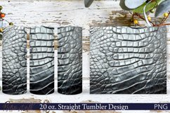 Leather Tumbler Wrap | 20 oz. | Crocodile Print PNG | Silver Product Image 1