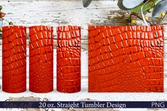 Leather Tumbler Wrap | 20 oz. | Crocodile Print PNG | Red Product Image 1