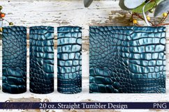 Leather Tumbler Wrap | Crocodile Print PNG | Deep Blue Product Image 1