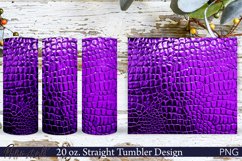 Leather Tumbler Wrap | 20 oz. | Crocodile Print PNG | Purple Product Image 1