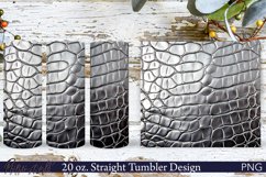 Leather Tumbler Wrap | Silver Crocodile PNG Product Image 1