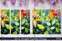 Floral Tumbler Wrap | 20 oz. | Watercolor Colorful Leaves Product Image 1