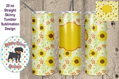 Sunflower Monogram 20 oz skinny Tumbler Sublimation File Product Image 1