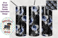 Blue Floral Skulls 20 oz skinny Tumbler Sublimation File Product Image 1