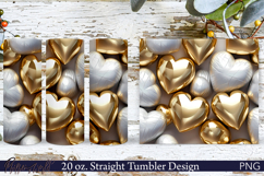 3D Hearts Tumbler Wrap | Golden and White Product Image 1