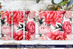 Flowers Meadow Tumbler Wrap | 20 oz | pink peonies Product Image 1