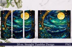 Floral Moon Tumbler Wrap | 20 oz. | Celestial Design PNG Product Image 1