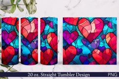 Stained Glass Hearts Tumbler Wrap | 20 oz. Straight Design Product Image 1