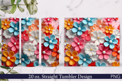 3D Flowers Tumbler Wrap | 20 oz | Orange and Blue Product Image 1