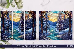 Christmas Tumbler Wrap | Stained Glass Forest| Winter Forest Product Image 1