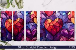 Stained Glass Hearts Tumbler Wrap | 20 oz. Straight Design Product Image 1