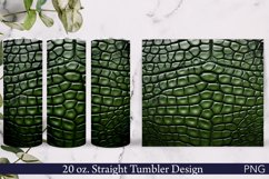 Leather Tumbler Wrap | 20 oz. | Crocodile Print PNG | Green Product Image 1