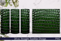 Leather Tumbler Wrap | Crocodile Print PNG | Green Product Image 1