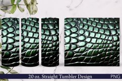 Green Leather Tumbler Wrap | 20 oz. | Crocodile Print PNG Product Image 1