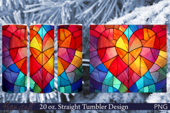 Love Tumbler Wrap | Stained Glass Heart | Red color Product Image 1