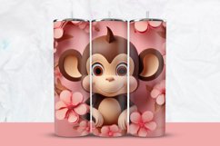 3D Monkey With Floral Tumbler Wrap Product Image 1