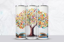 Colorful Tree With Books Tumbler Wrap Product Image 1