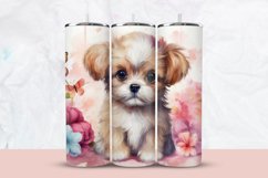 Puppy With Flowers Tumbler Wrap Product Image 1