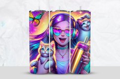 Stylish Girl With Cats Tumbler Wrap Product Image 1