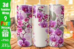 Pink Orchid Flowers 20 oz Skinny Tumbler Wrap Product Image 1