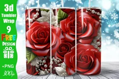 3D Red Roses Tumbler Design, Ounce Tumbler Wrap Product Image 1