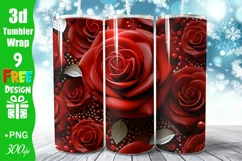 3D Beautiful Red roses, with pearls, 20 oz Tumbler Wrap Product Image 1