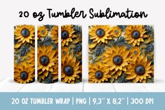 3d Flowers Tumbler Sublimation | Sunflowers Tumbler Wrap Product Image 1
