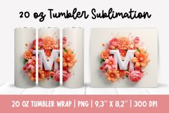 3d M Letter Tumbler Sublimation | Mom Floral Tumbler Wrap Product Image 1