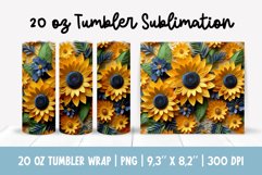 3d Flowers Tumbler Sublimation | Sunflowers Tumbler Wrap Product Image 1