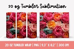 3d Peony Flowers Tumbler Sublimation | 3d Peonies Wrap Product Image 1