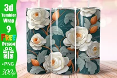 3D Roses Floral 20 oz Skinny Tumbler Wrap Product Image 1