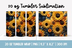 3d Flowers Tumbler Sublimation | Sunflowers Tumbler Wrap Product Image 1