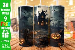 Haunted house Halloween tumbler wrap, 20 oz Skinny Tumbler Product Image 1