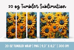 3d Flowers Tumbler Sublimation | Sunflowers Tumbler Wrap Product Image 1