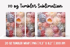 3d Peony Flowers Tumbler Sublimation | 3d Peonies Wrap Product Image 1