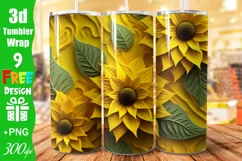 3d Sunflower Tumbler Wrap Floral Flowers Sublimation Product Image 1