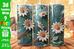 3D Daisies Flowers 20 oz Skinny Tumbler Sublimation Design Product Image 1