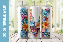 3d M Letter Tumbler Sublimation | Mom Floral Tumbler Wrap Product Image 2