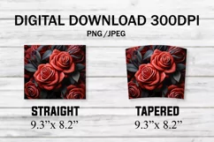 3D Red Black Roses Floral Sublimation Tumbler Wrap Product Image 2
