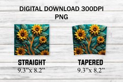 3d Sunflower Tumbler Wrap, Seamless green Tumbler wrap Product Image 2