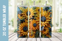 3d Flowers Tumbler Sublimation | Sunflowers Tumbler Wrap Product Image 2