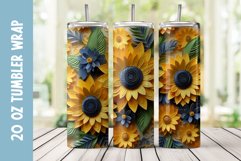 3d Flowers Tumbler Sublimation | Sunflowers Tumbler Wrap Product Image 2